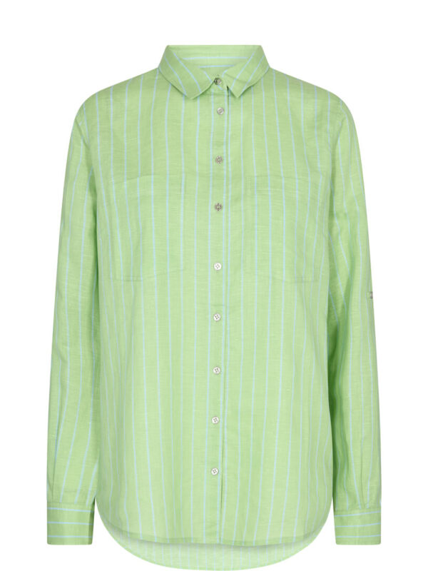 SS23-151350-542_1.Kaia Stripe Linen Shirt Arcadian Green (1)