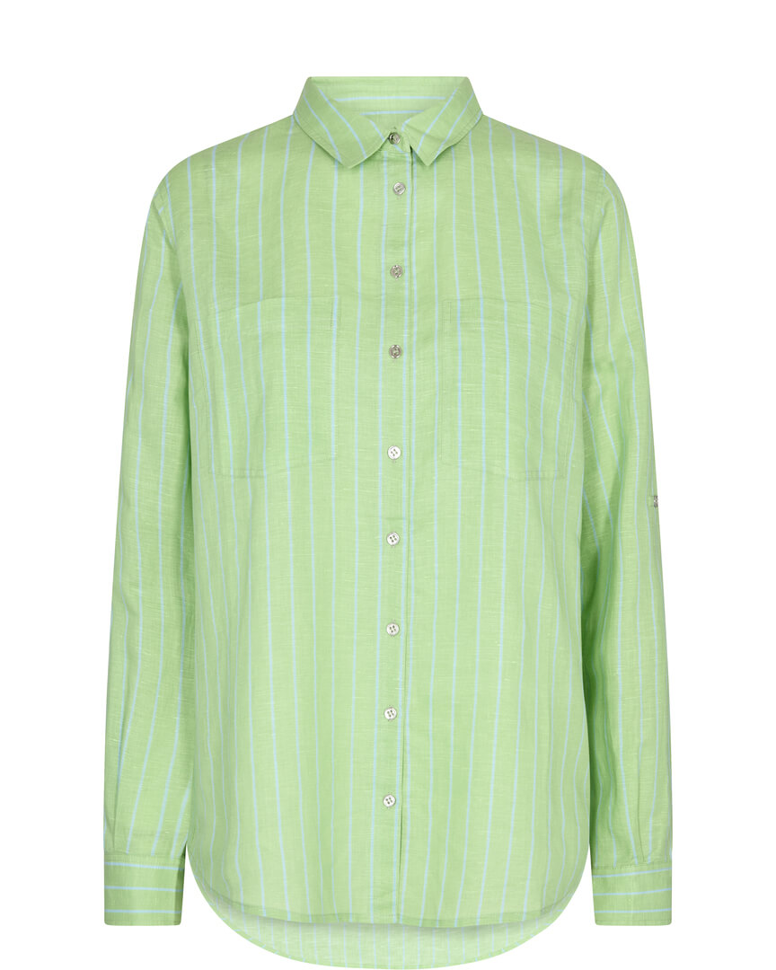 SS23-151350-542_1.Kaia Stripe Linen Shirt Arcadian Green (1)